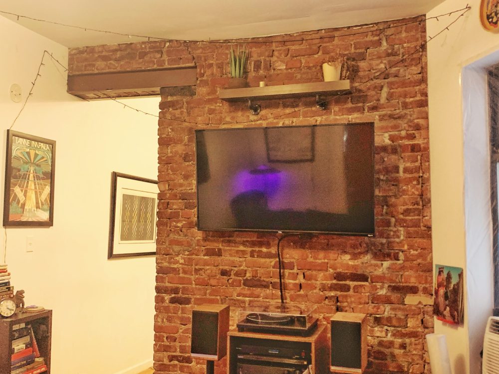 TV Mounted Art Installed Brick Wall Shelf Hanging Handyman Manhattan